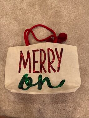 Mudpie 'Merry On' Sequin Tote Bag